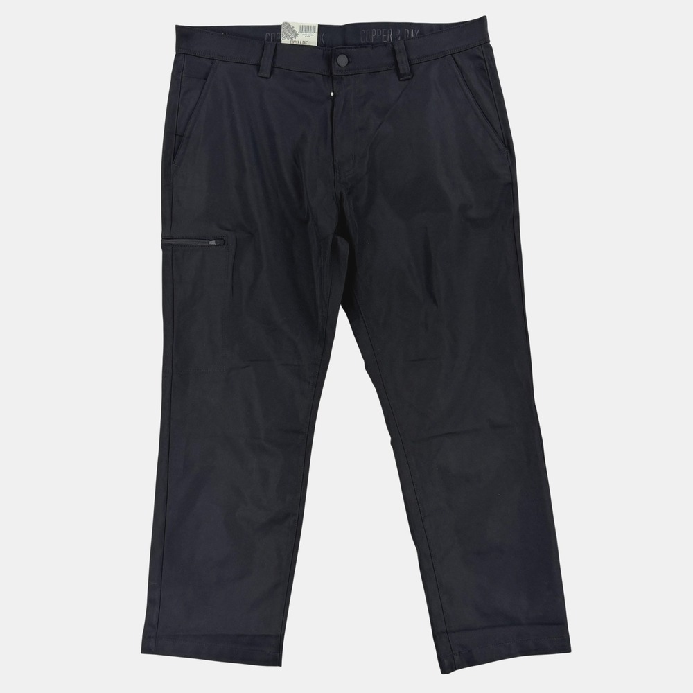 Copper & Oak Pants Mens 38x29 Black Regular Fit Microfiber Chino Workwear